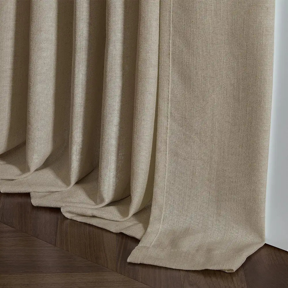 Linen Curtains, Farmhouse Pleated Drapes for Living Room & Bedroom (Pack of 2)