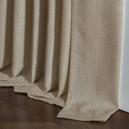 Linen Curtains, Farmhouse Pleated Drapes for Living Room & Bedroom (Pack of 2)
