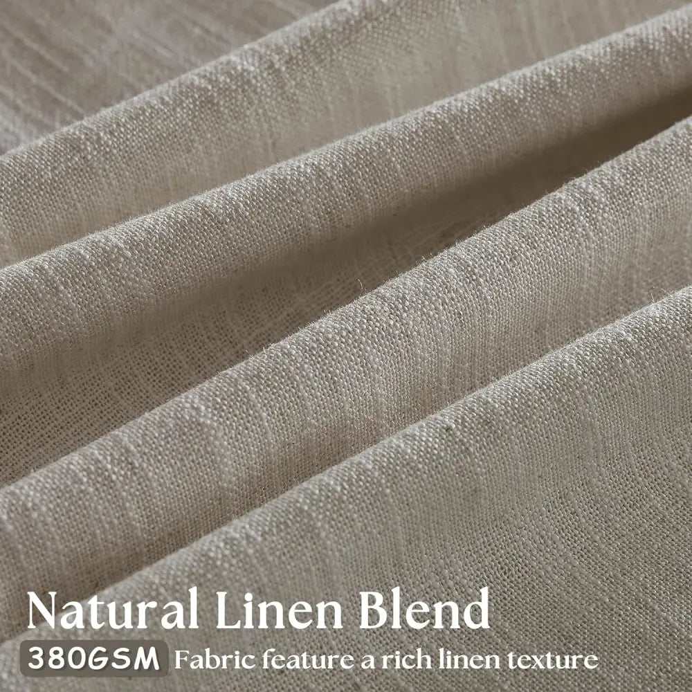 Linen Curtains, Farmhouse Pleated Drapes for Living Room & Bedroom (Pack of 2)