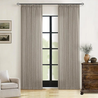 Linen Curtains, Farmhouse Pleated Drapes for Living Room & Bedroom (Pack of 2)