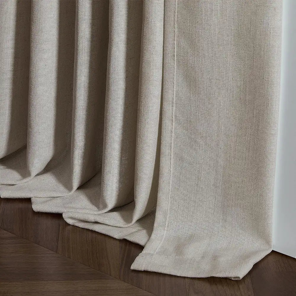Linen Curtains, Farmhouse Pleated Drapes for Living Room & Bedroom (Pack of 2)