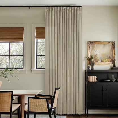 Linen Curtains, Farmhouse Pleated Drapes for Living Room & Bedroom (Pack of 2)