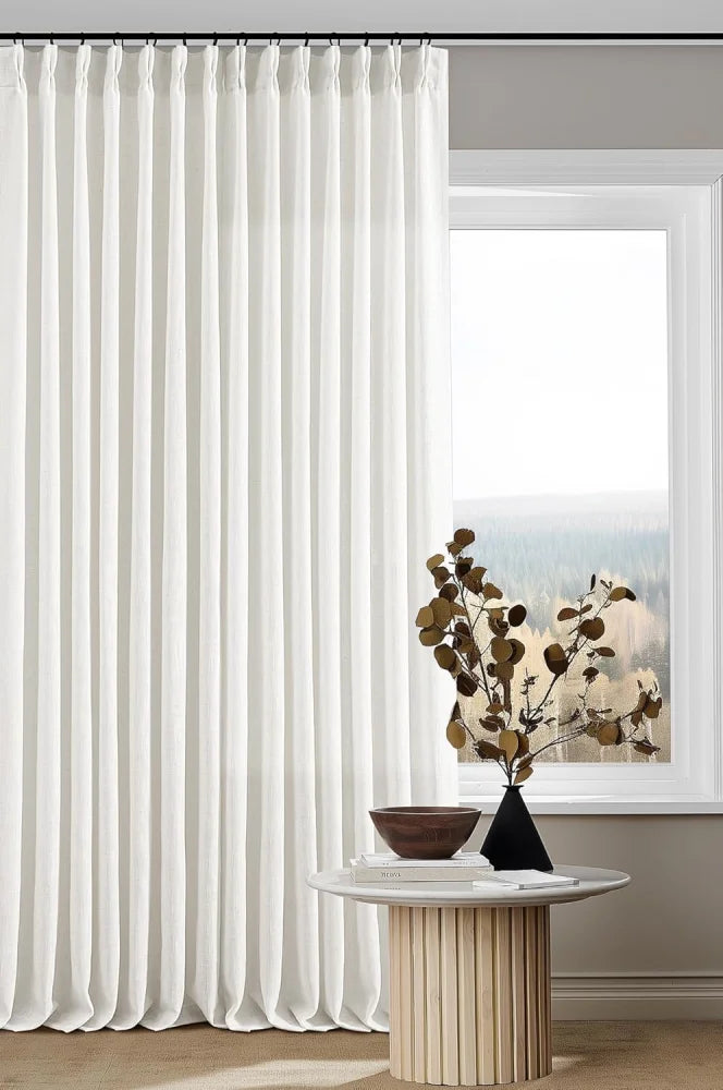 Linen Blackout Curtains, Pinch Pleat Drapes, Room Darkening Thermal Insulated for Living Room (Pack of 2 pcs)