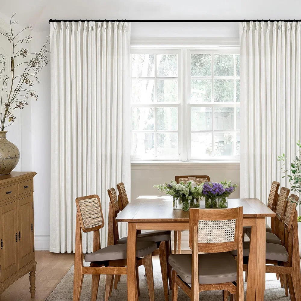 Linen Blackout Curtains, Pinch Pleat Drapes, Room Darkening Thermal Insulated for Living Room (Pack of 2 pcs)