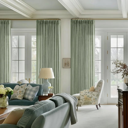 Linen Curtains, Farmhouse Pleated Drapes for Living Room & Bedroom (Pack of 2)