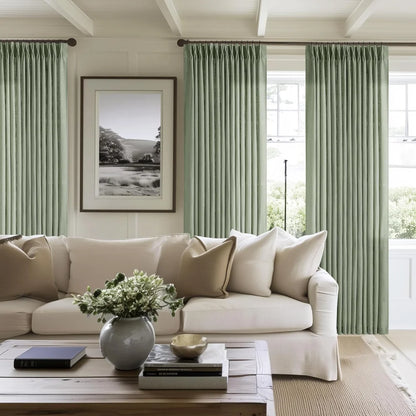 Linen Blackout Curtains, Pinch Pleat Drapes, Room Darkening Thermal Insulated for Living Room (Pack of 2 pcs)