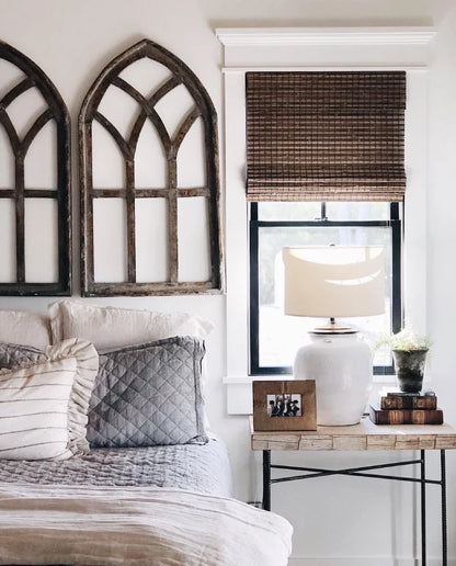 MorraHome No Drill Cordless Bamboo Woven Roman Shades