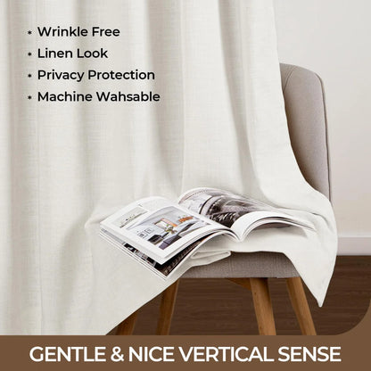 Linen Blackout Curtains, Pinch Pleat Drapes, Room Darkening Thermal Insulated for Living Room (Pack of 2 pcs)