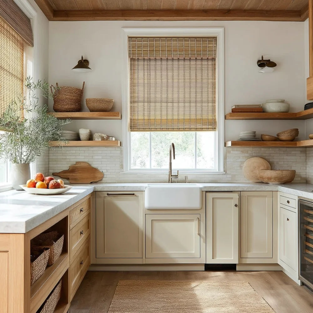 morrahome natural woven wood shades for kitchen