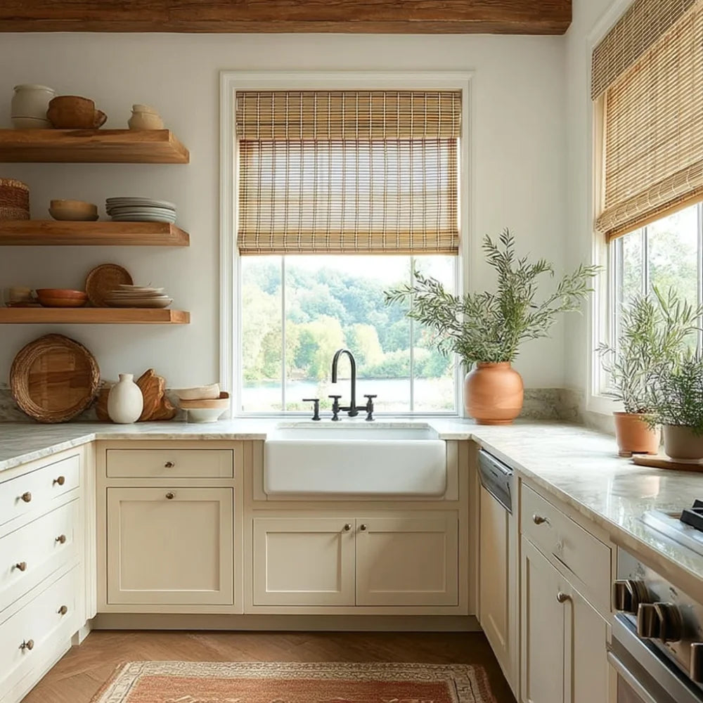 morrahome cordless bamboo blinds for kitchen