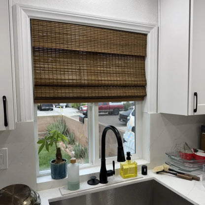 MorraHome No Drill Cordless Bamboo Woven Roman Shades