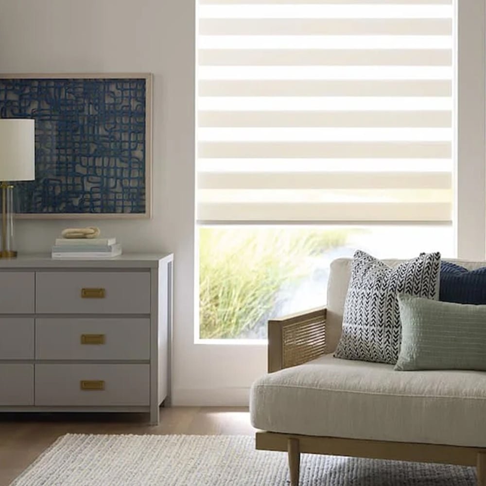 MorraHome Cordless Light Filtering Zebra Blinds for Windows - MorraHome