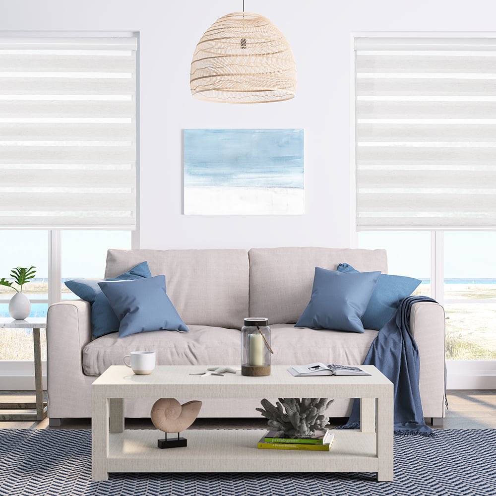 MorraHome Cordless Light Filtering Zebra Blinds for Windows - MorraHome