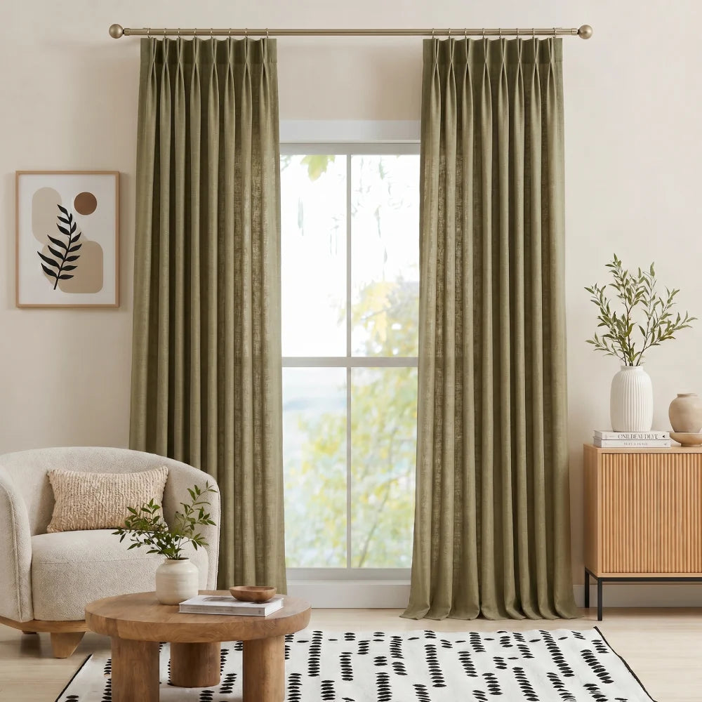 Rowan Luxury Custom Linen Pinch Pleat Curtains for Elegant Living Spaces