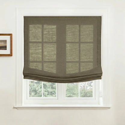 Rowan Custom Natural Linen Relaxed Roman Shades