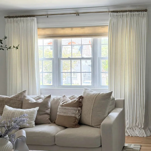 Natural Light Filtering Linen Curtains – Pleated Drapes, Pinch Pleat & Grommet 2-in-1, 30% Linen Blend, Includes Rings & Hooks