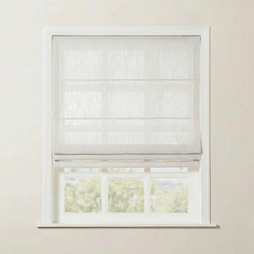 Rowan 30% Natural Linen Roman Shades | Motorized & Cordless Smart Lift