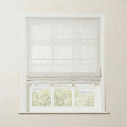 Rowan 30% Natural Linen Roman Shades | Motorized & Cordless Smart Lift