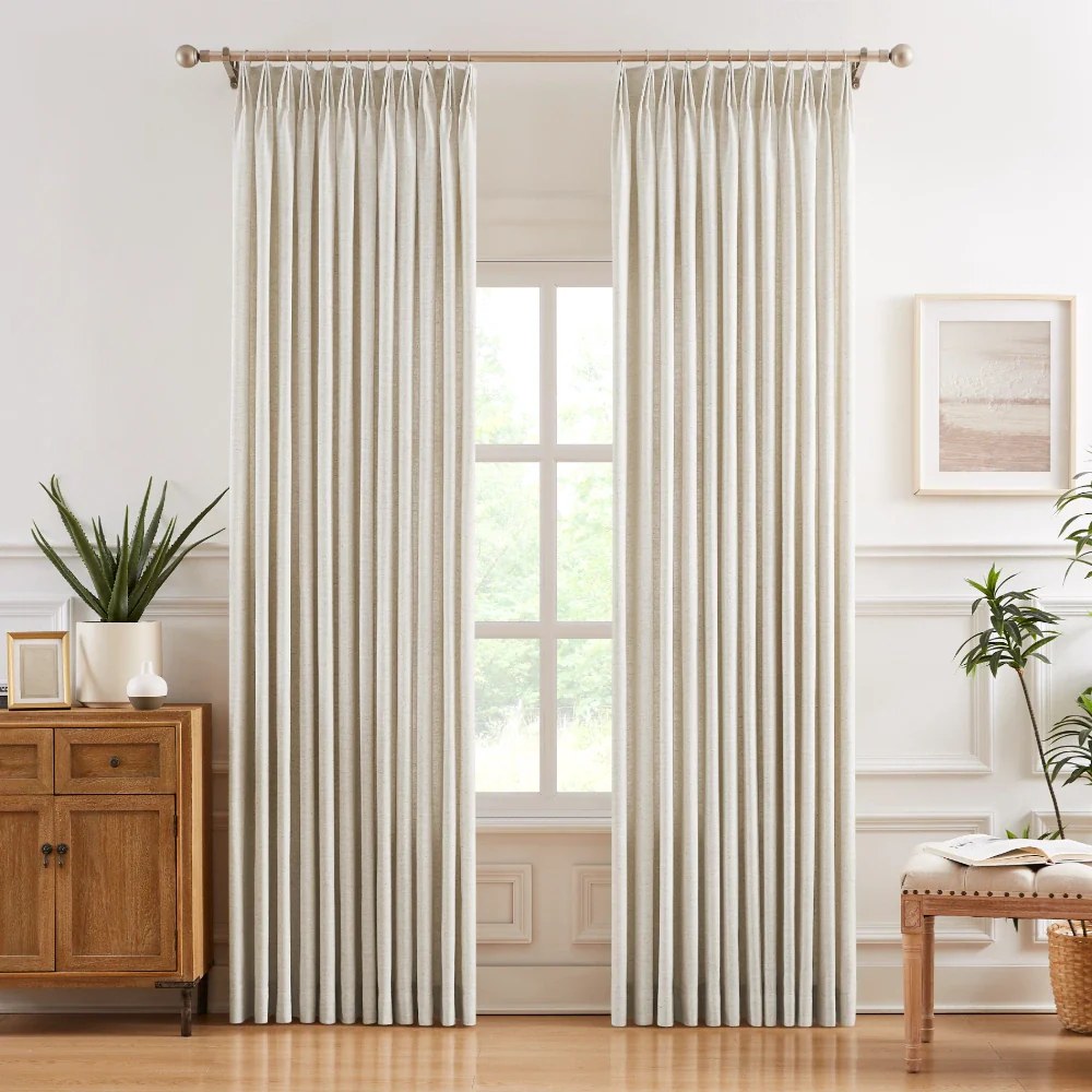 Custom Linen Blackout Curtains, Pinch Pleated Drapes
