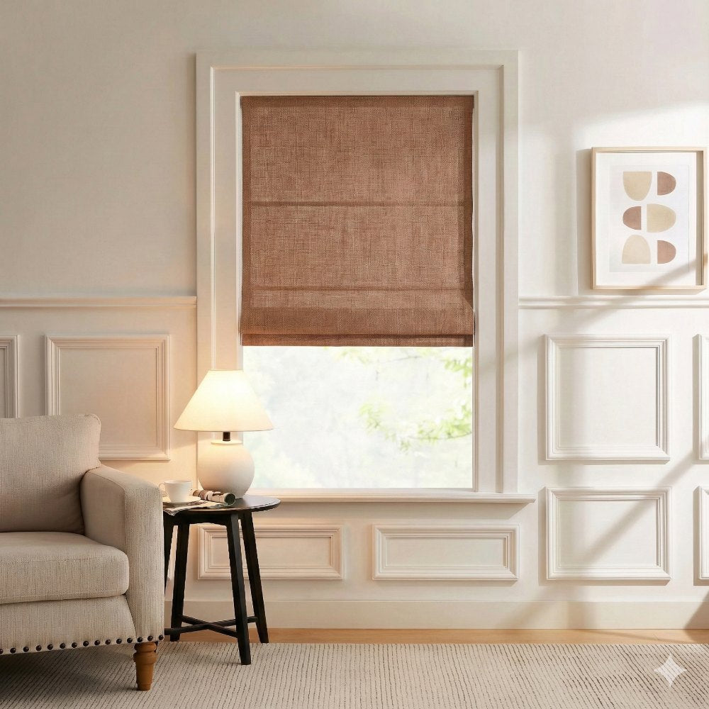 Harper Custom Linen Roman Shades, Motorized & Cordless Options