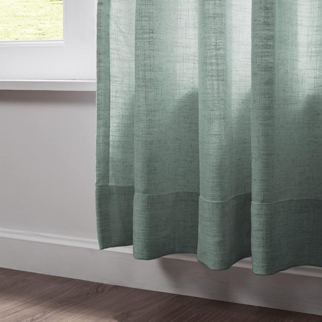 Blue Linen Curtains – Pale Blue Aqua Curtains with High-Temperature Memory Setting