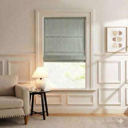 Harper Custom Linen Roman Shades, Motorized & Cordless Options