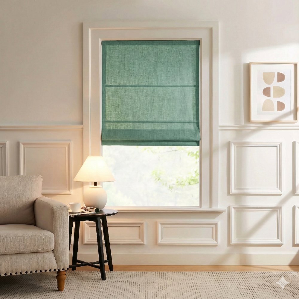 Harper Custom Linen Roman Shades, Motorized & Cordless Options