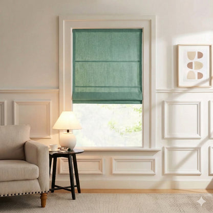 Harper Custom Linen Roman Shades, Motorized & Cordless Options