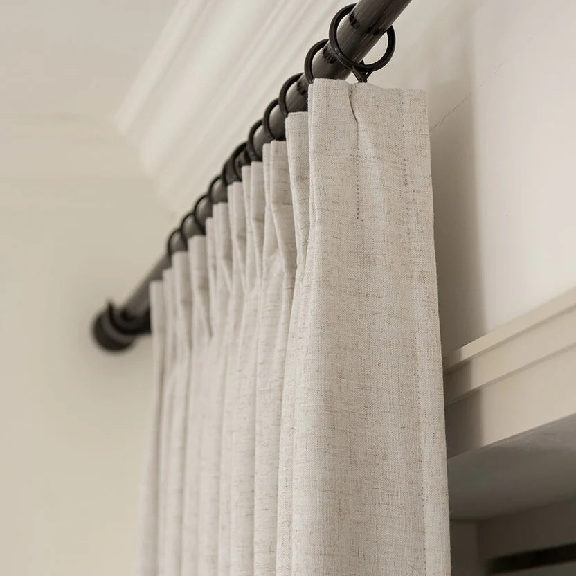 Custom Linen Blackout Curtains, Pinch Pleated Drapes
