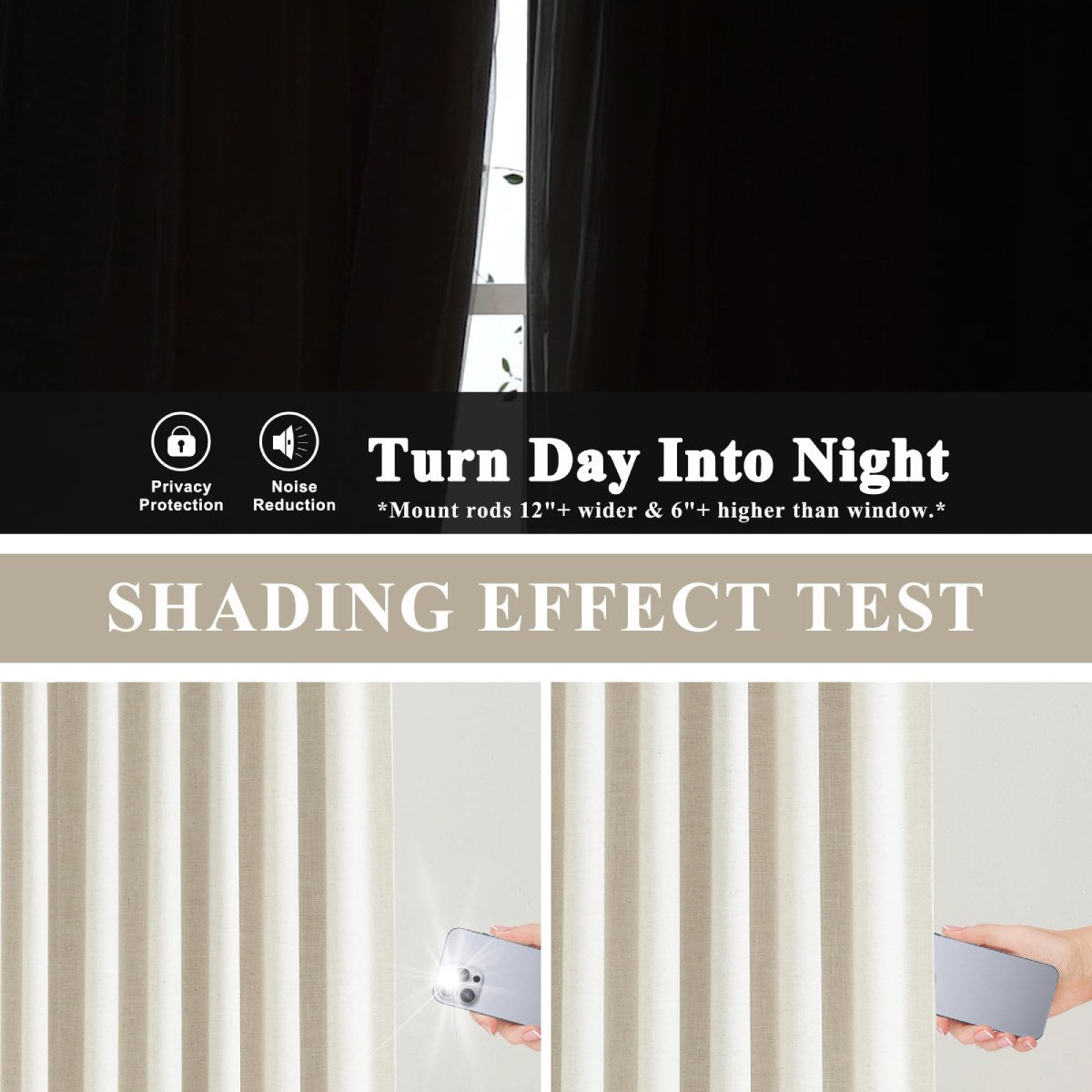 Linen Blackout Curtains, 40“W Natural Thermal Pinch Pleated Drapes (Pack of 2)