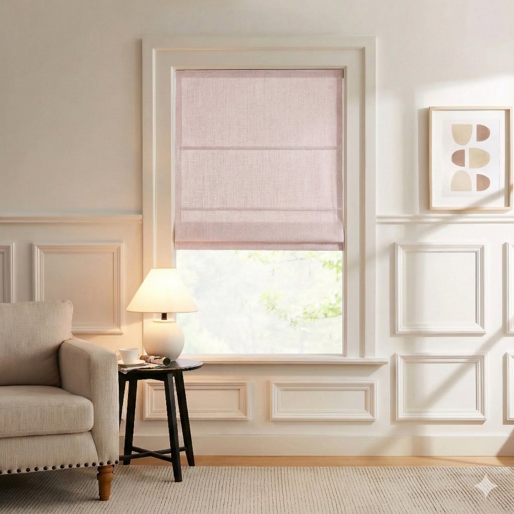 Harper Custom Linen Roman Shades, Motorized & Cordless Options