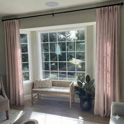 Cheerful Lemonade custom linen blackout curtains for bright interiors