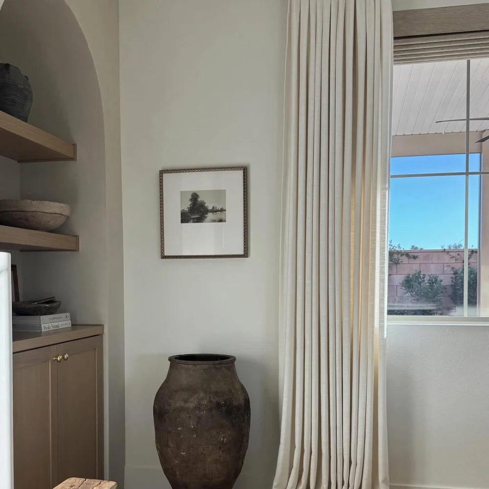 Premium Light Filtering Linen Curtains, Double Pinch Pleats (Set of 2)