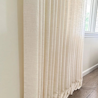 Premium Light Filtering Linen Curtains, Double Pinch Pleats (Set of 2)