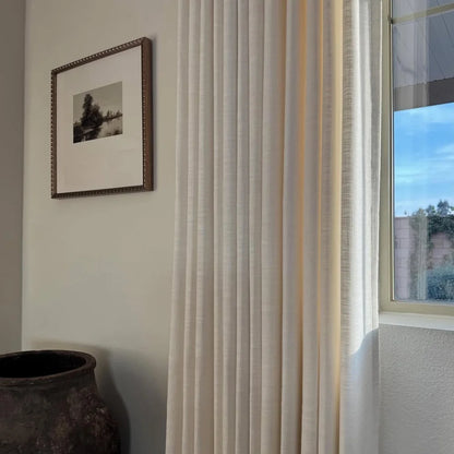 Premium Light Filtering Linen Curtains, Double Pinch Pleats (Set of 2)