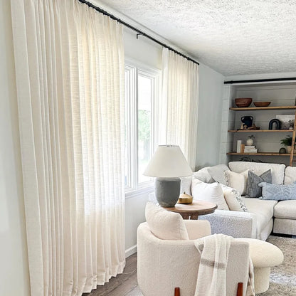 Premium Light Filtering Linen Curtains, Double Pinch Pleats (Set of 2)