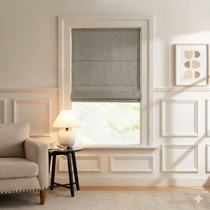 Harper Custom Linen Roman Shades, Motorized & Cordless Options