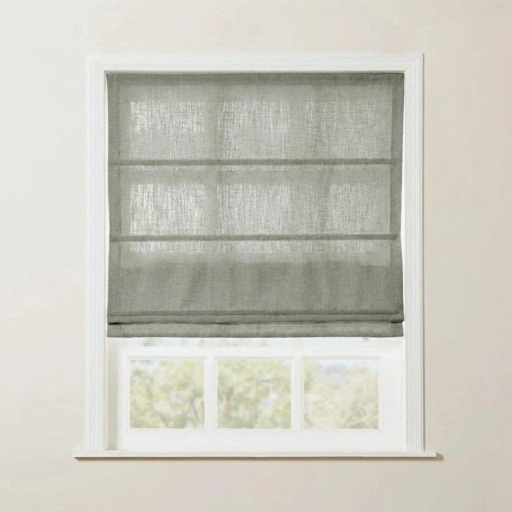 Rowan 30% Natural Linen Roman Shade - Loop Cord Lift