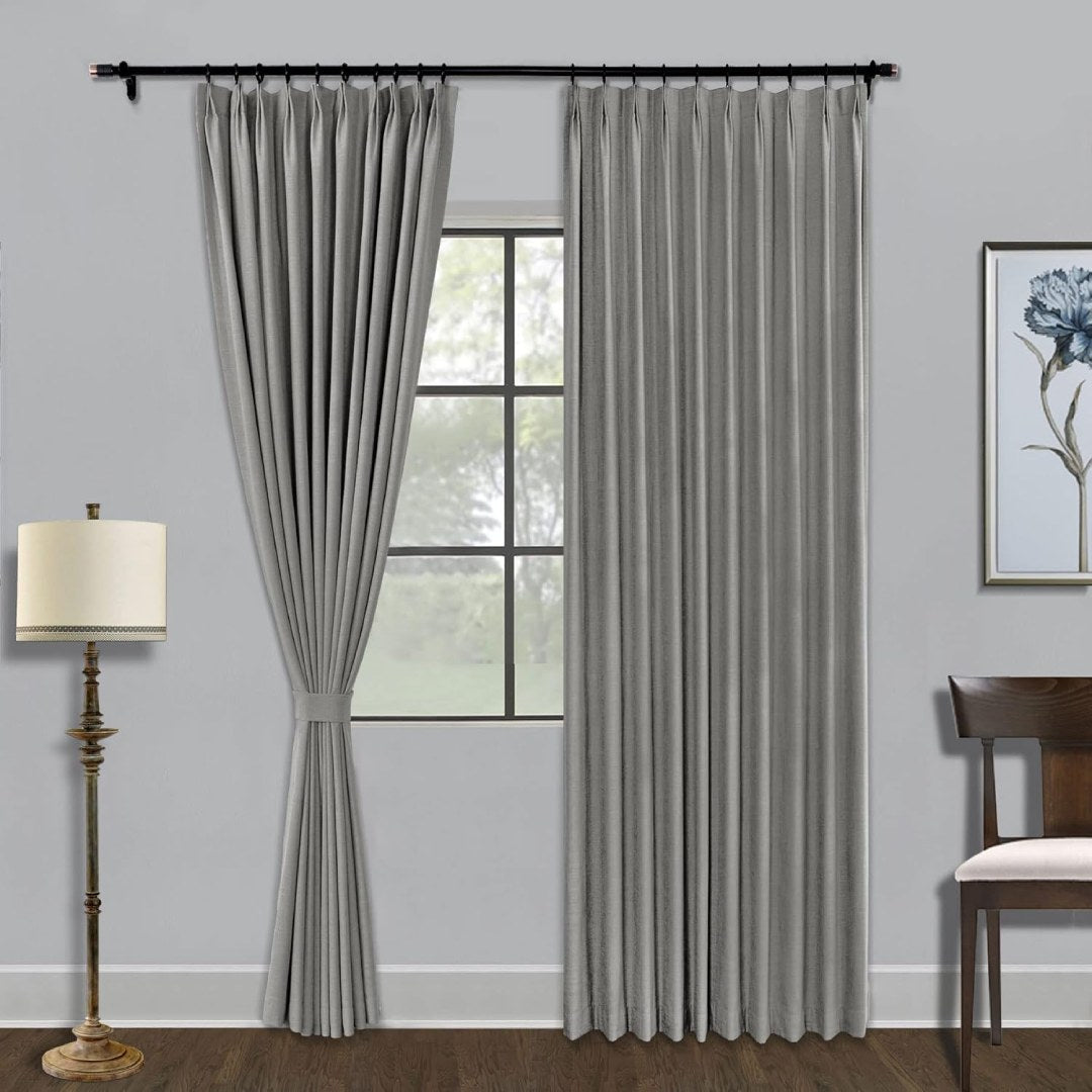 Custom Linen Blackout Curtains, Pinch Pleated Drapes