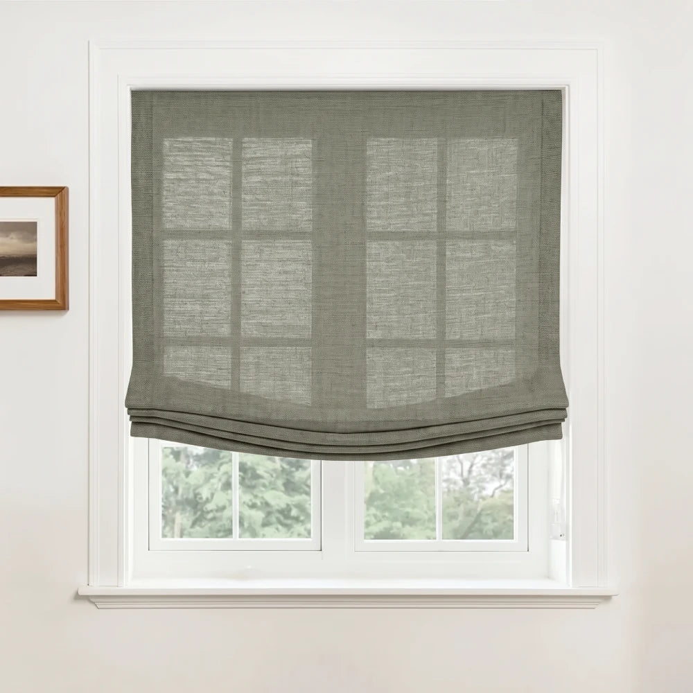 Rowan Custom Natural Linen Relaxed Roman Shades