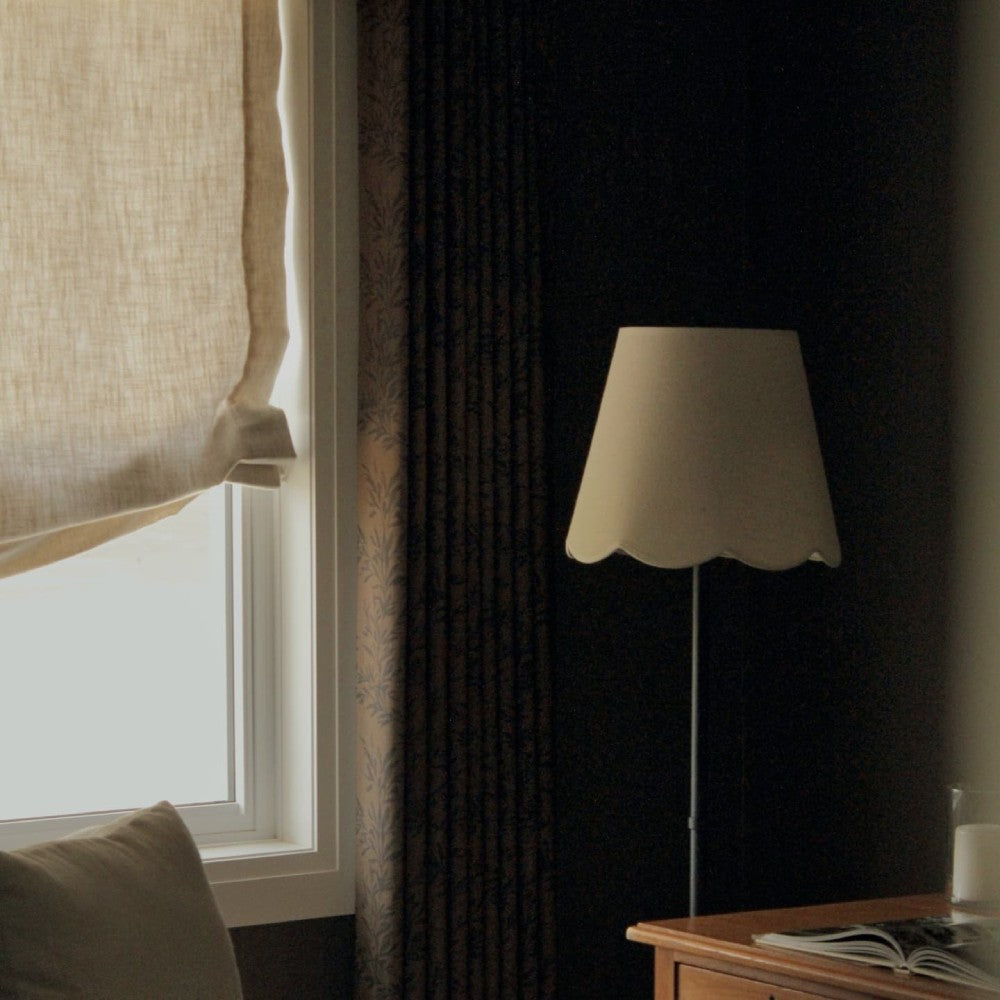 Rowan 30% Natural Linen Relaxed Roman Shade, Custom Cordless & Loop Cord Lift