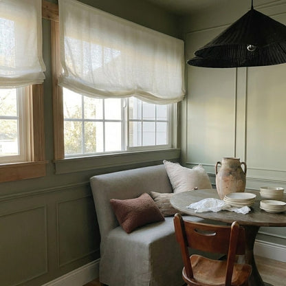 Rowan 30% Natural Linen Relaxed Roman Shade, Custom Cordless & Loop Cord Lift