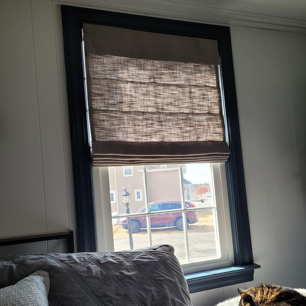 Rowan 30% Natural Linen Roman Shade - Loop Cord Lift