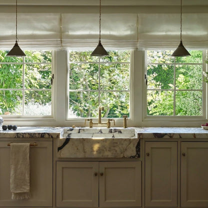 Rowan 30% Natural Linen Roman Shade - Loop Cord Lift