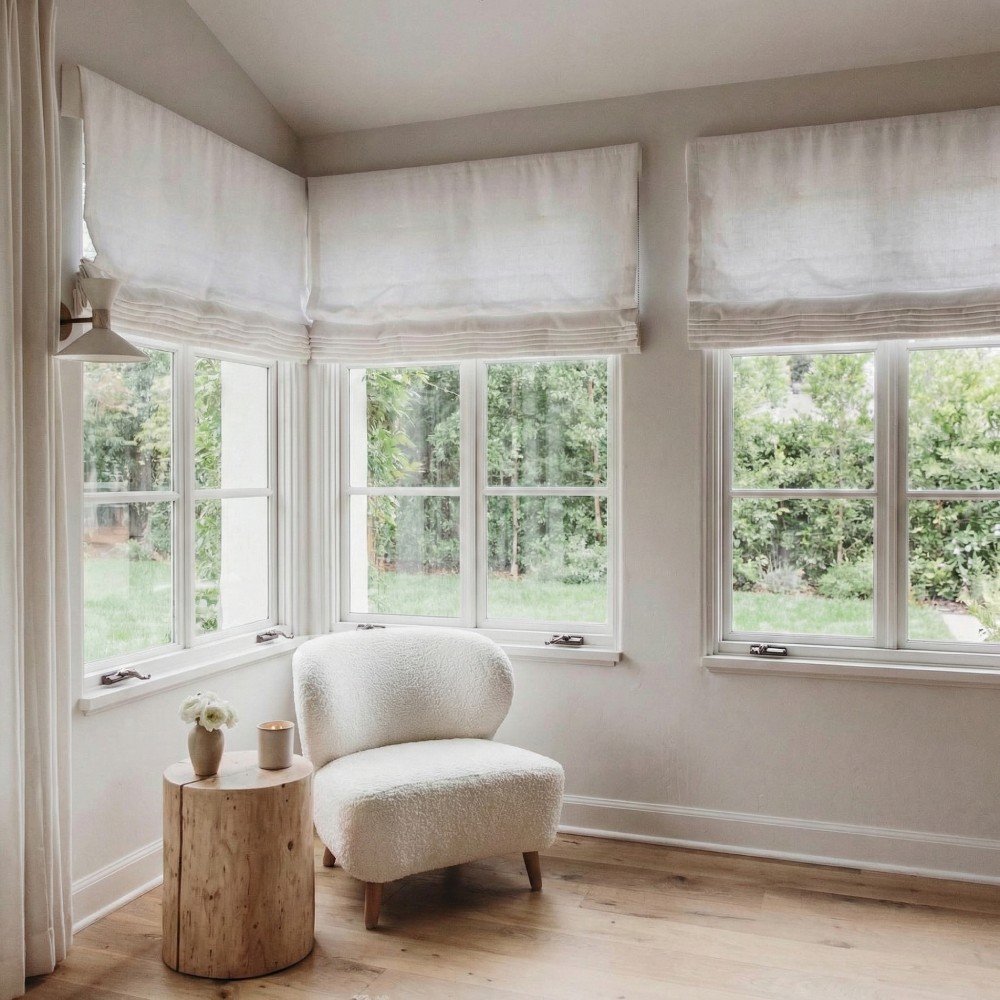 Rowan 30% Natural Linen Roman Shade - Loop Cord Lift