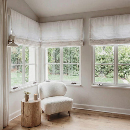 Rowan 30% Natural Linen Roman Shade - Loop Cord Lift