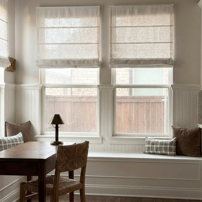 Rowan 30% Natural Linen Roman Shade - Loop Cord Lift