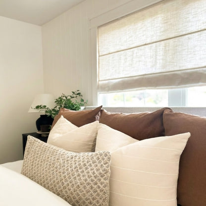 Rowan 30% Natural Linen Roman Shade - Loop Cord Lift