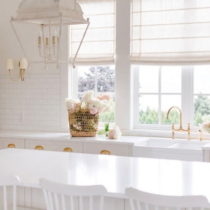 Rowan 30% Natural Linen Roman Shade - Loop Cord Lift