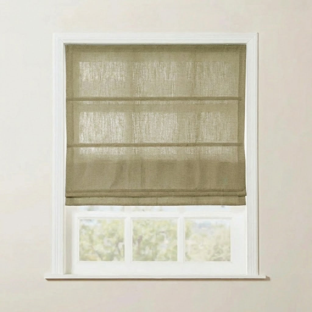 Rowan 30% Natural Linen Roman Shades | Motorized & Cordless Smart Lift